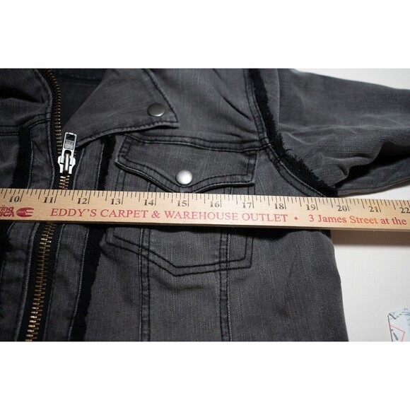 G by Giuliana Denim Jean jacket new motorcycle Moto rock punk goth emo gray M - Picture 4 of 5